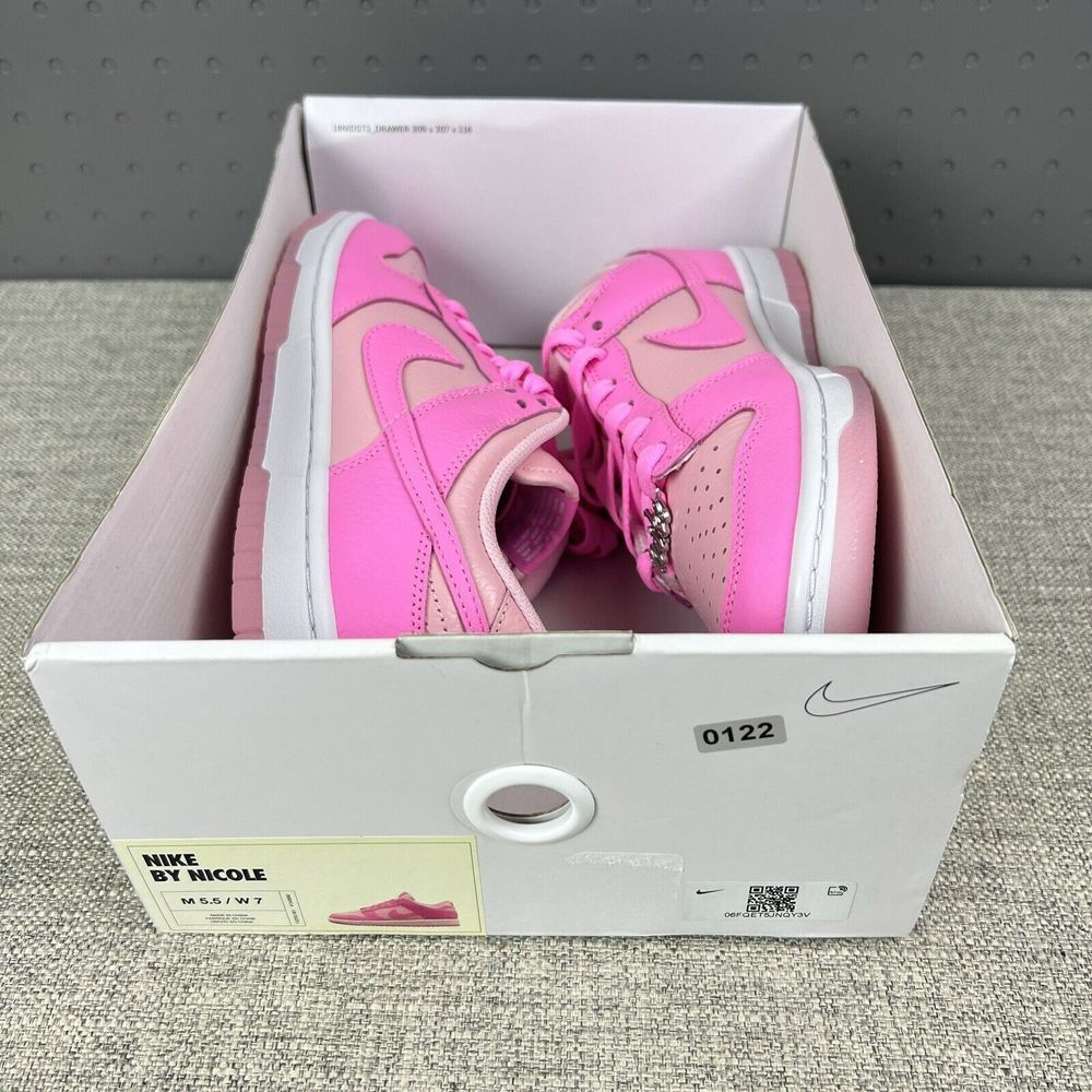Mens 5.5 / Women 7 - Nike Dunk Low ID Pink White New Sneakers FJ2253-901 - Picture 9 of 10